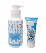 Sữa tắm trắng da con bò Milky Gluta Thái Lan 800ml tặng kèm sữa rửa mặt